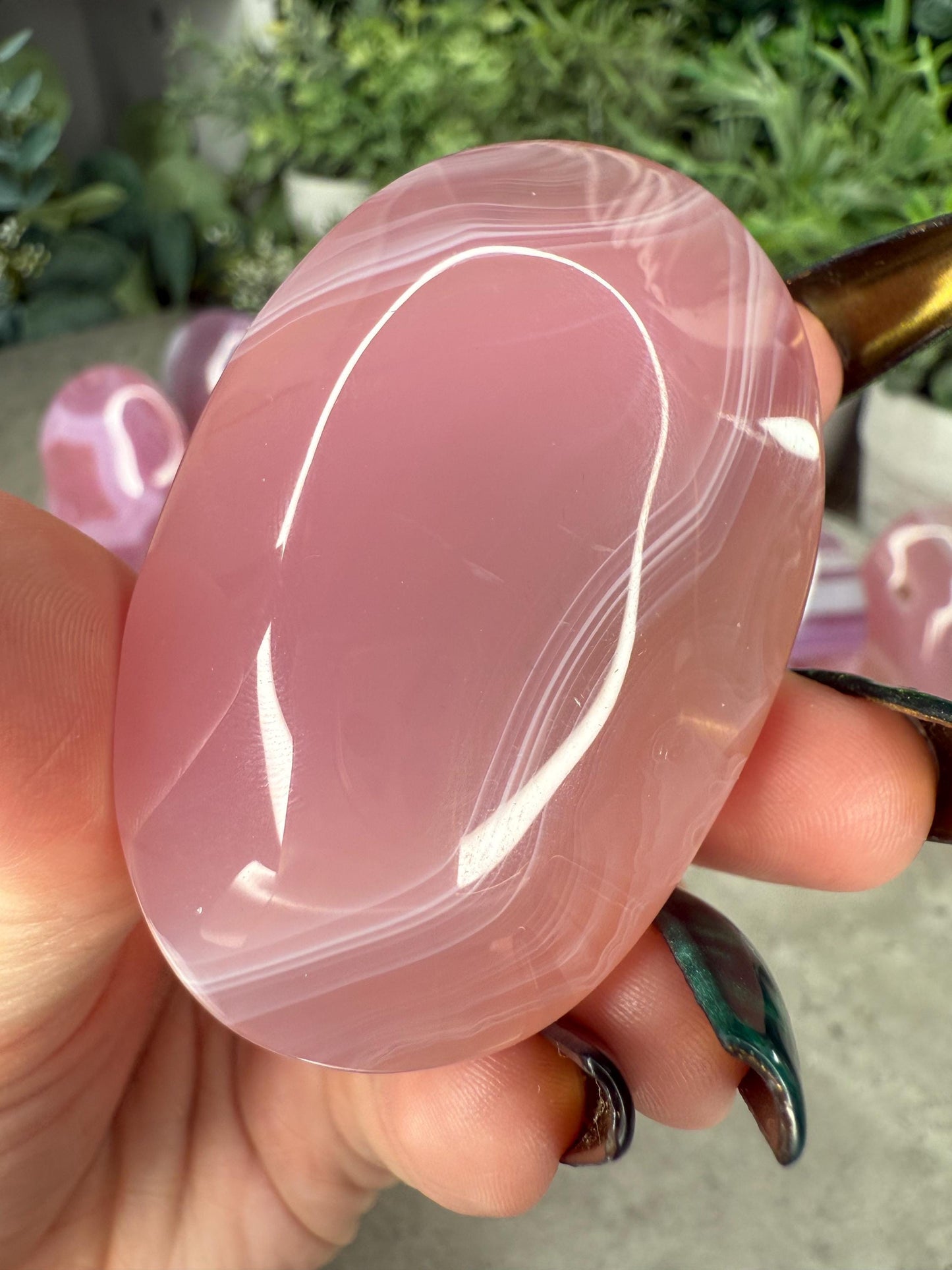 Pink Jelly Agate Large Palmstones Crystal Carvings