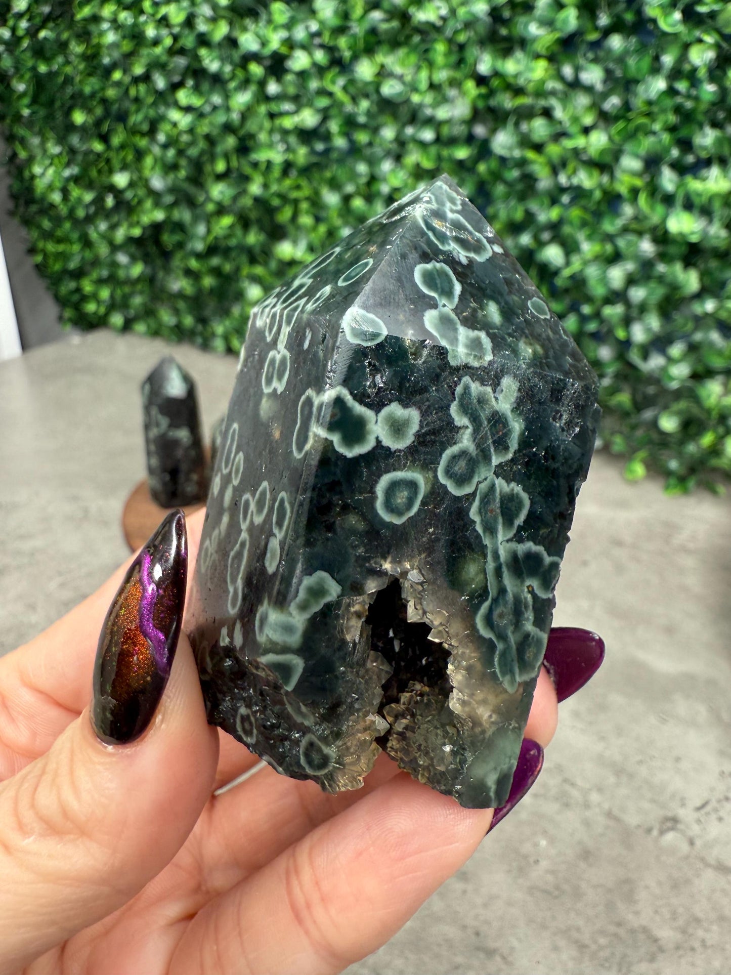 Dark Ocean Jasper Druzy Crystal Towers