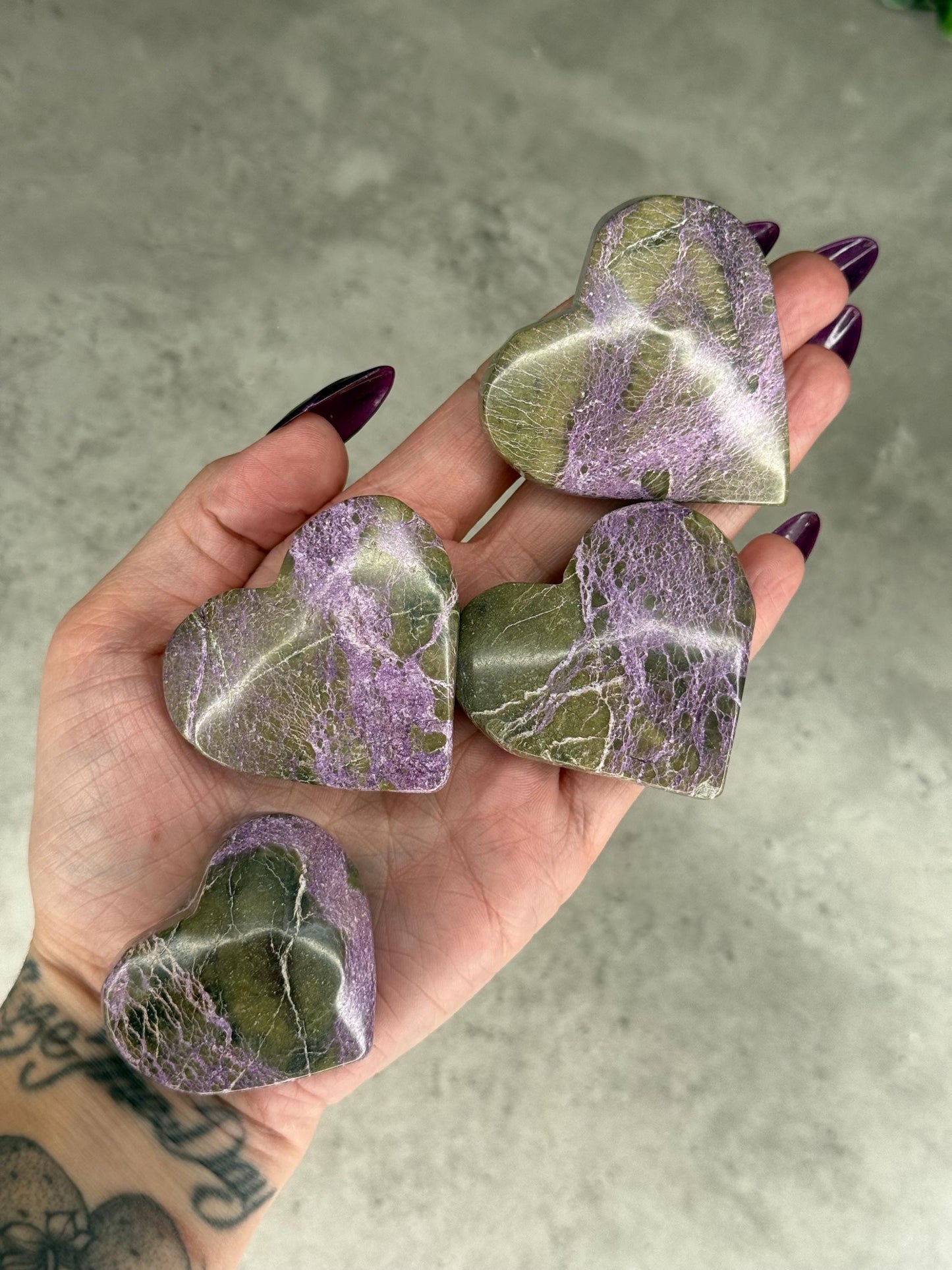 Atlantisite Hearts Crystal Carvings