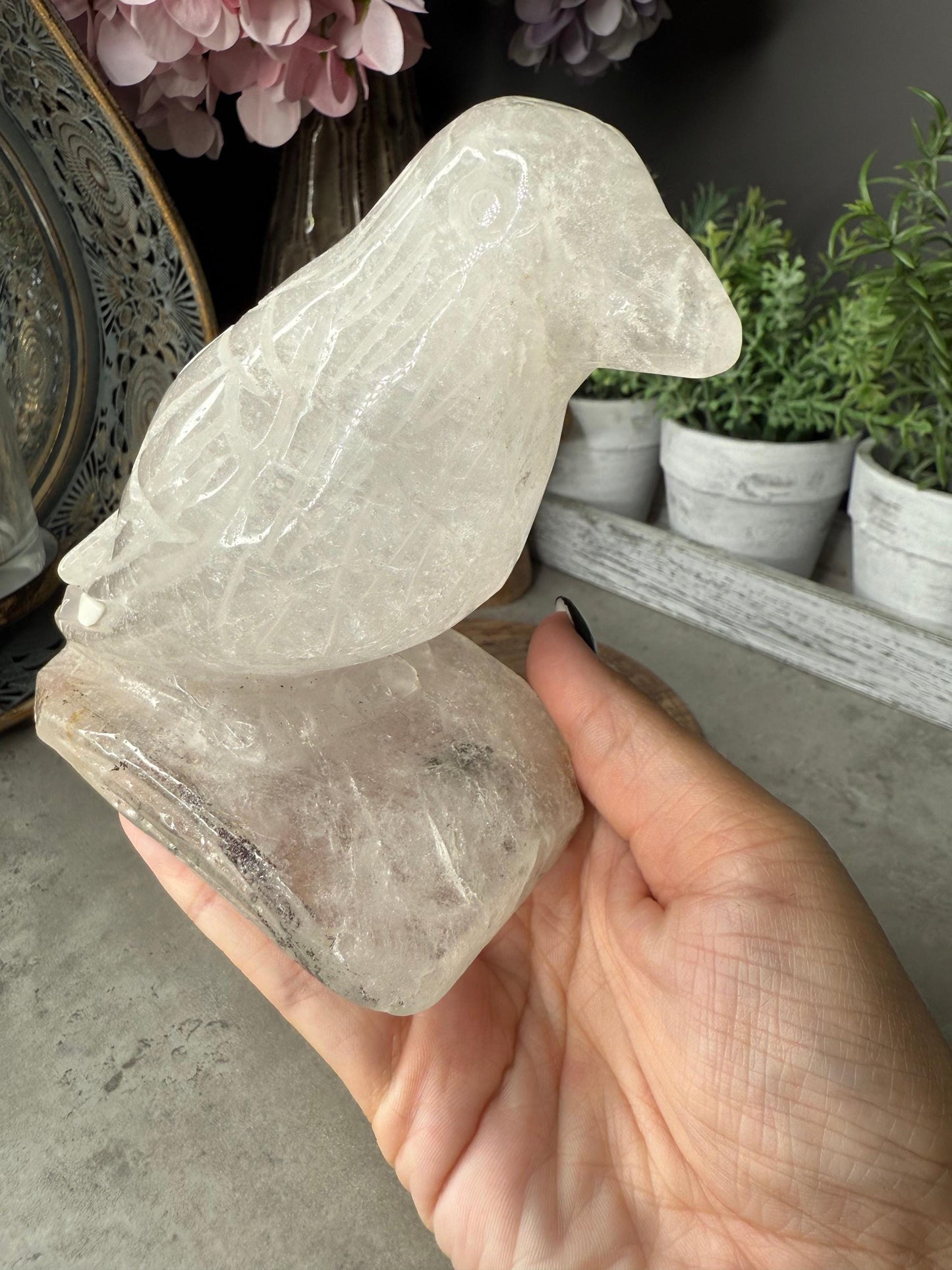 Garden Quartz Bird Crystal Carving