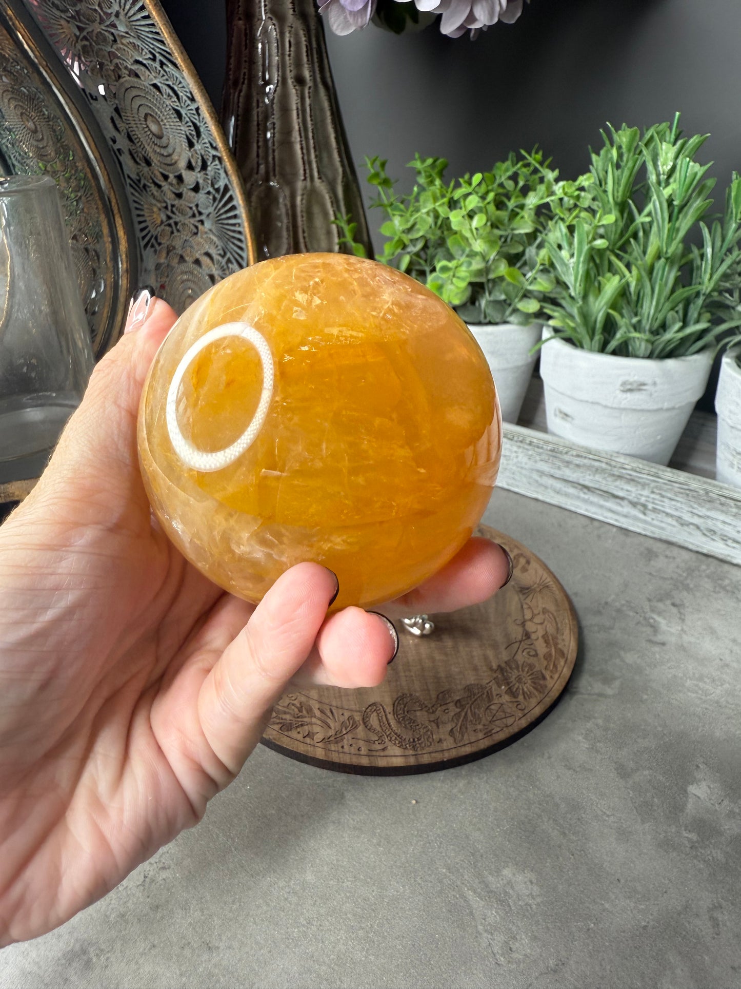 Starlight Golden Healer Quartz Crystal Sphere - Six Star Asterism - 309g