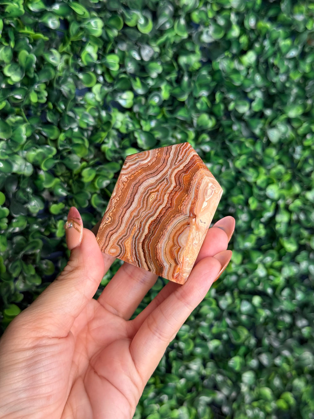 Pink Crazy Lace Agate Domino Tower from Indonesia A