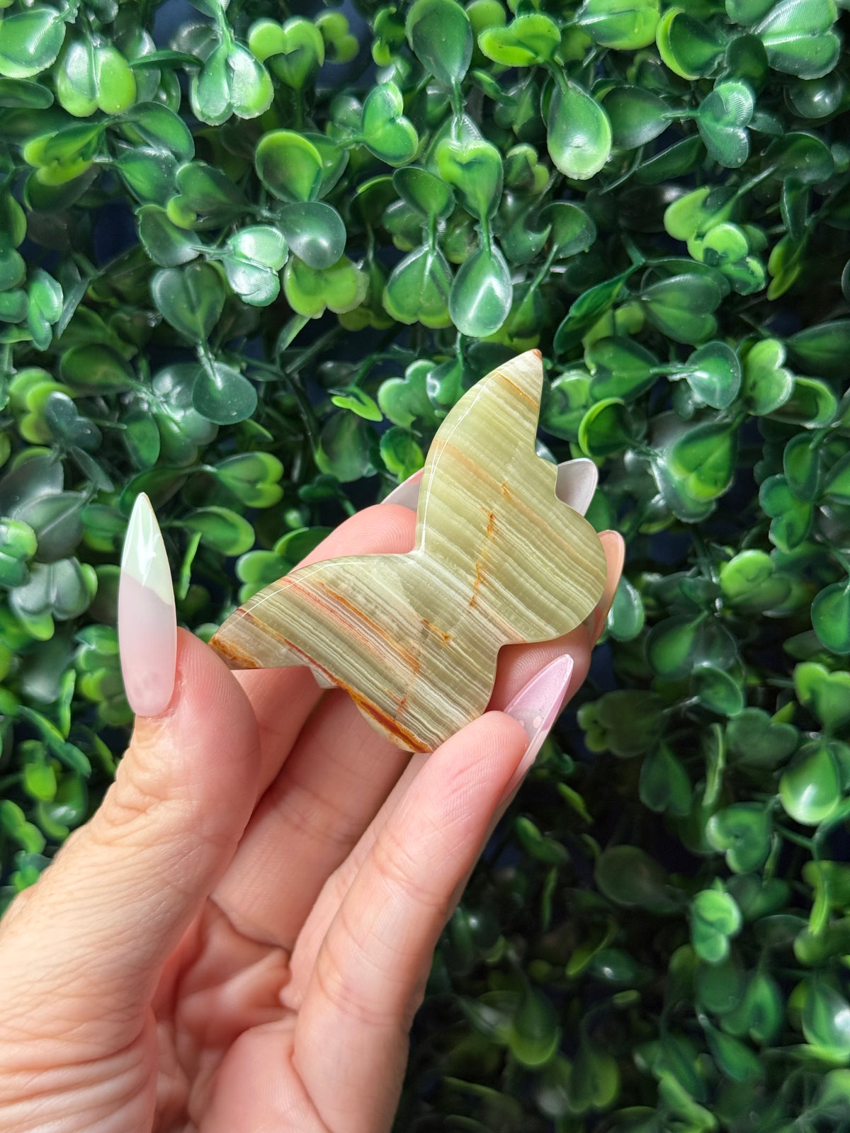 Green Banded Onyx Mini Butterfly Crystal Carvings - Pakistan