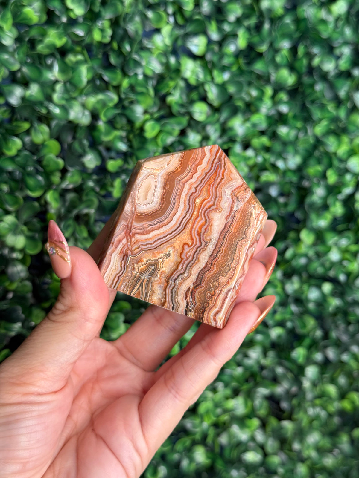 Pink Crazy Lace Agate Domino Tower from Indonesia B