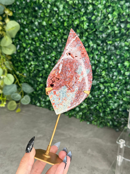 Red Marcasite Teardrop Freeform Crystal carving - Indonesia