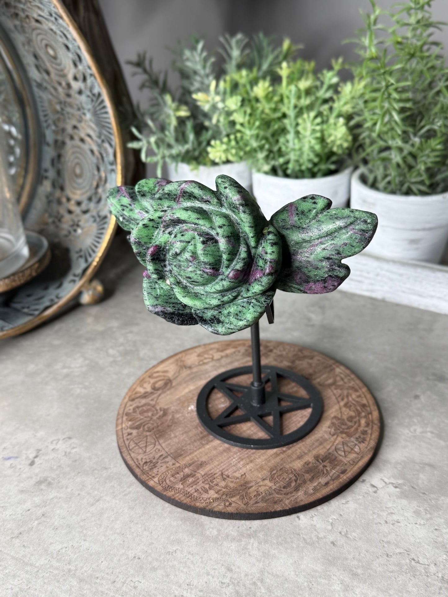 Ruby Zoisite Flower and Stand