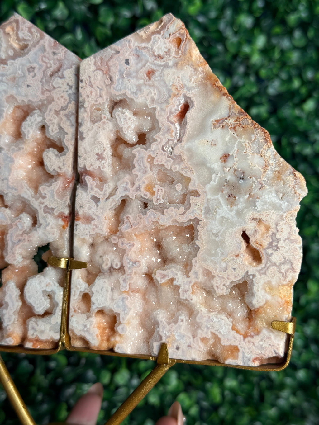 Rare Pink Carnelian Agate Slab Pair from Indonesia