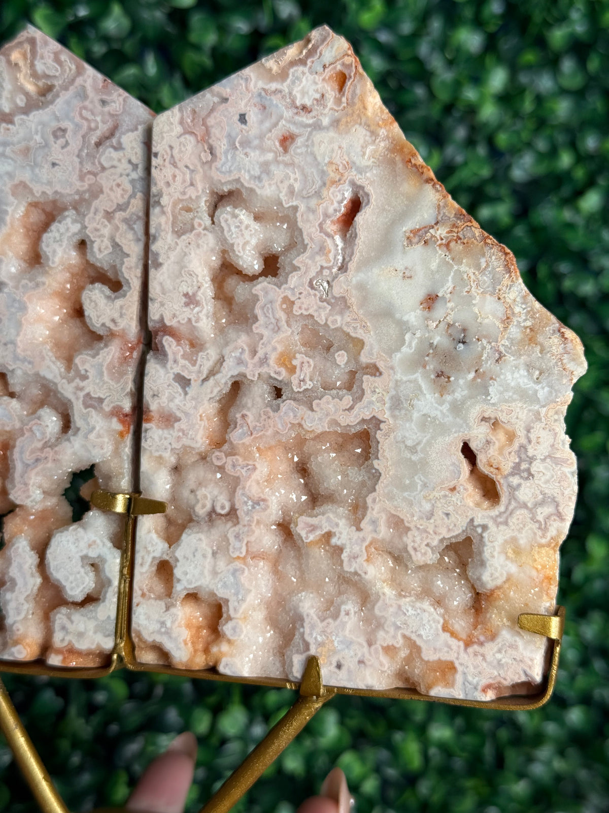 Rare Pink Carnelian Agate Slab Pair from Indonesia