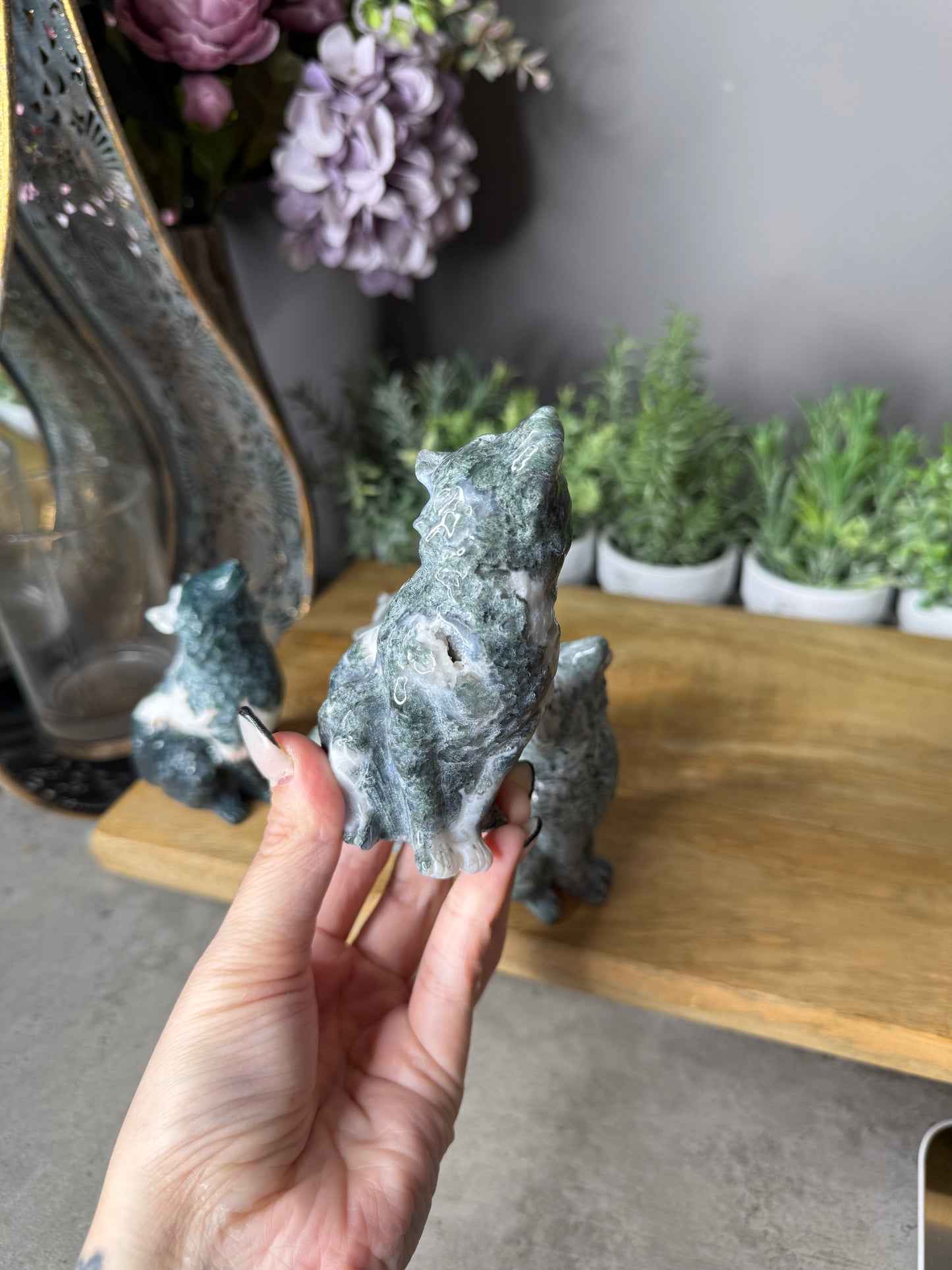 Moss Agate Wolves