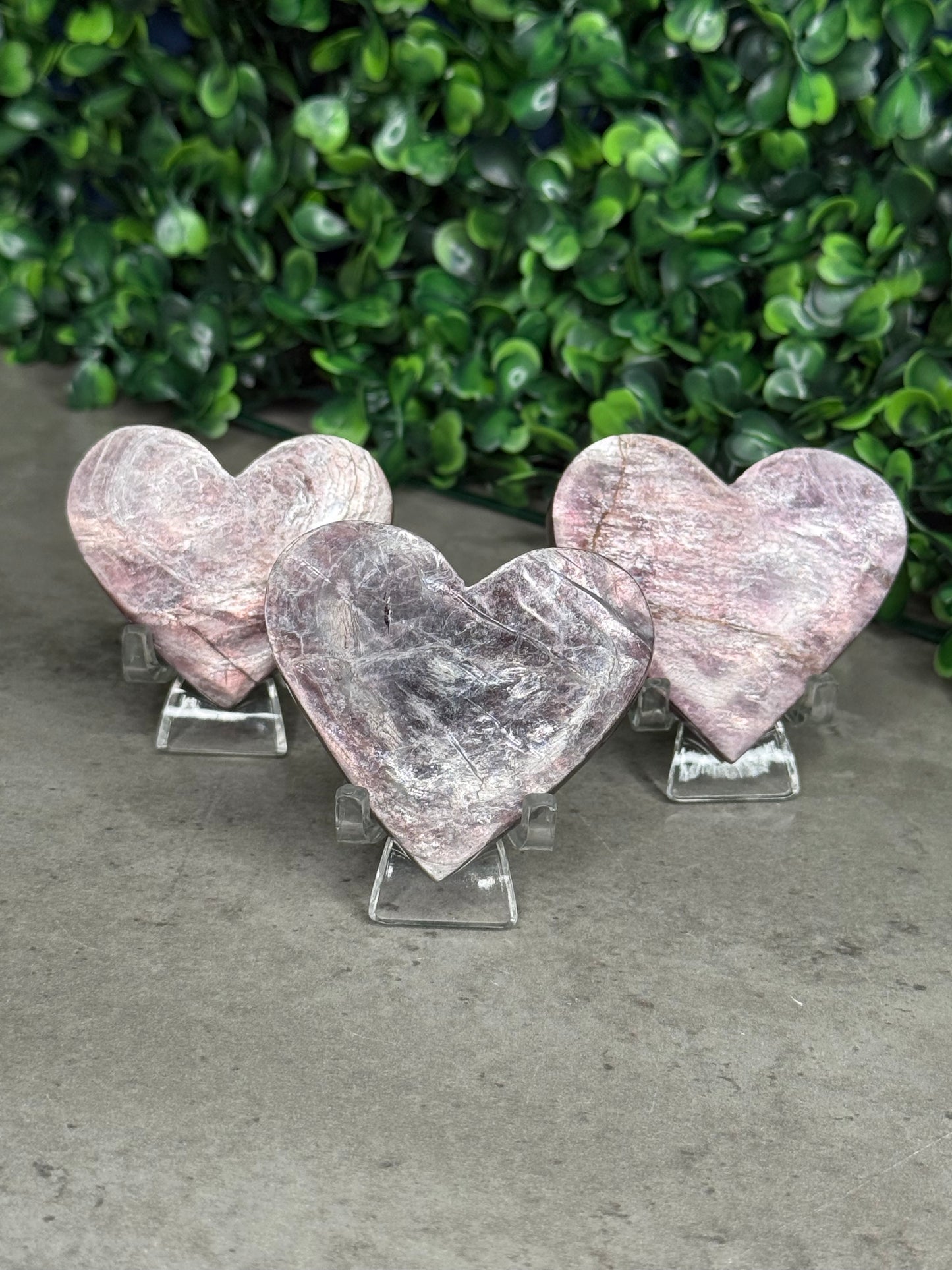 Purple Mica Hearts Crystal Carvings