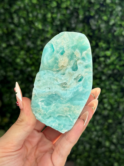 Half polish Blue Aragonite Freeform - Q