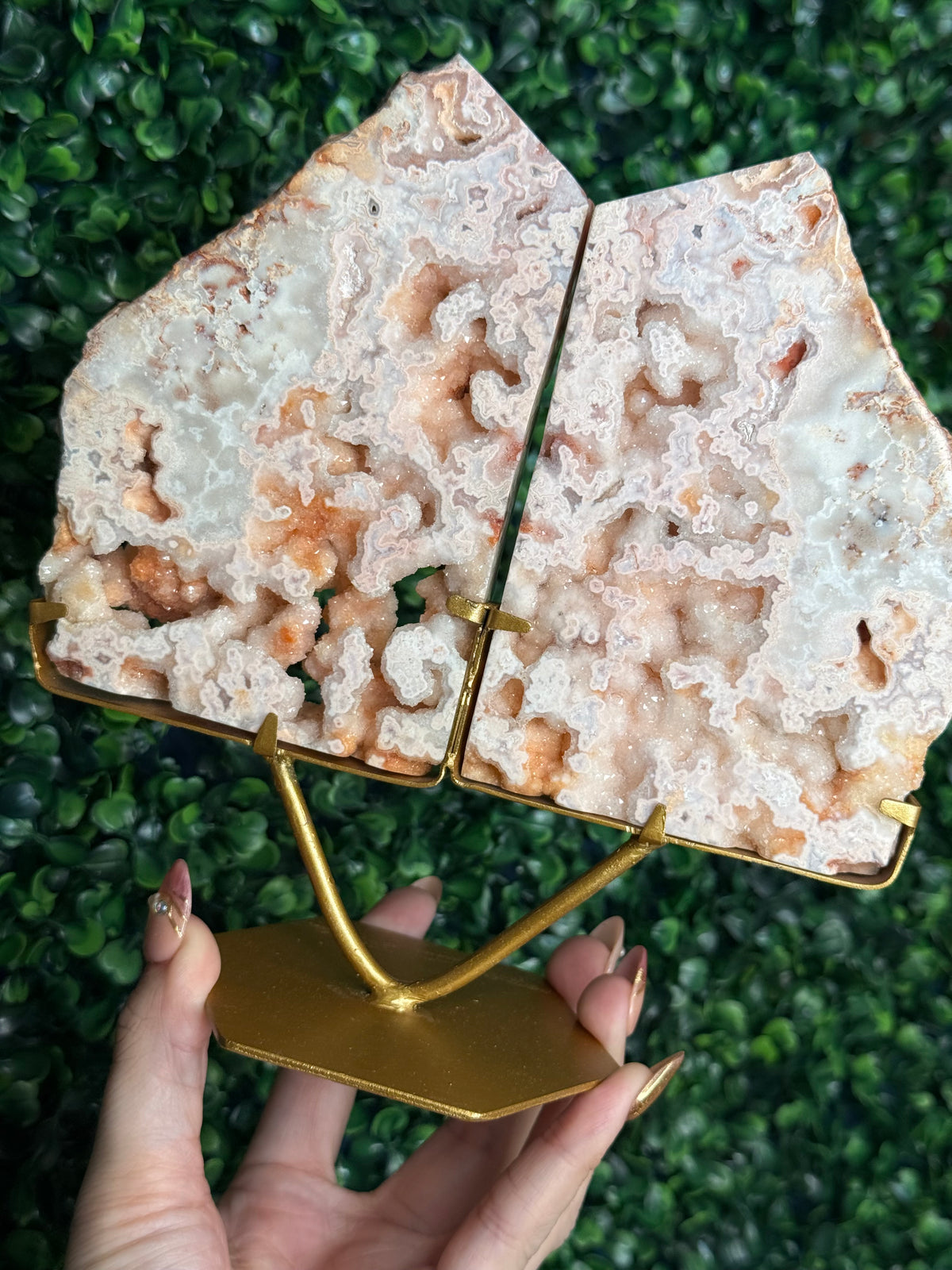 Rare Pink Carnelian Agate Slab Pair from Indonesia