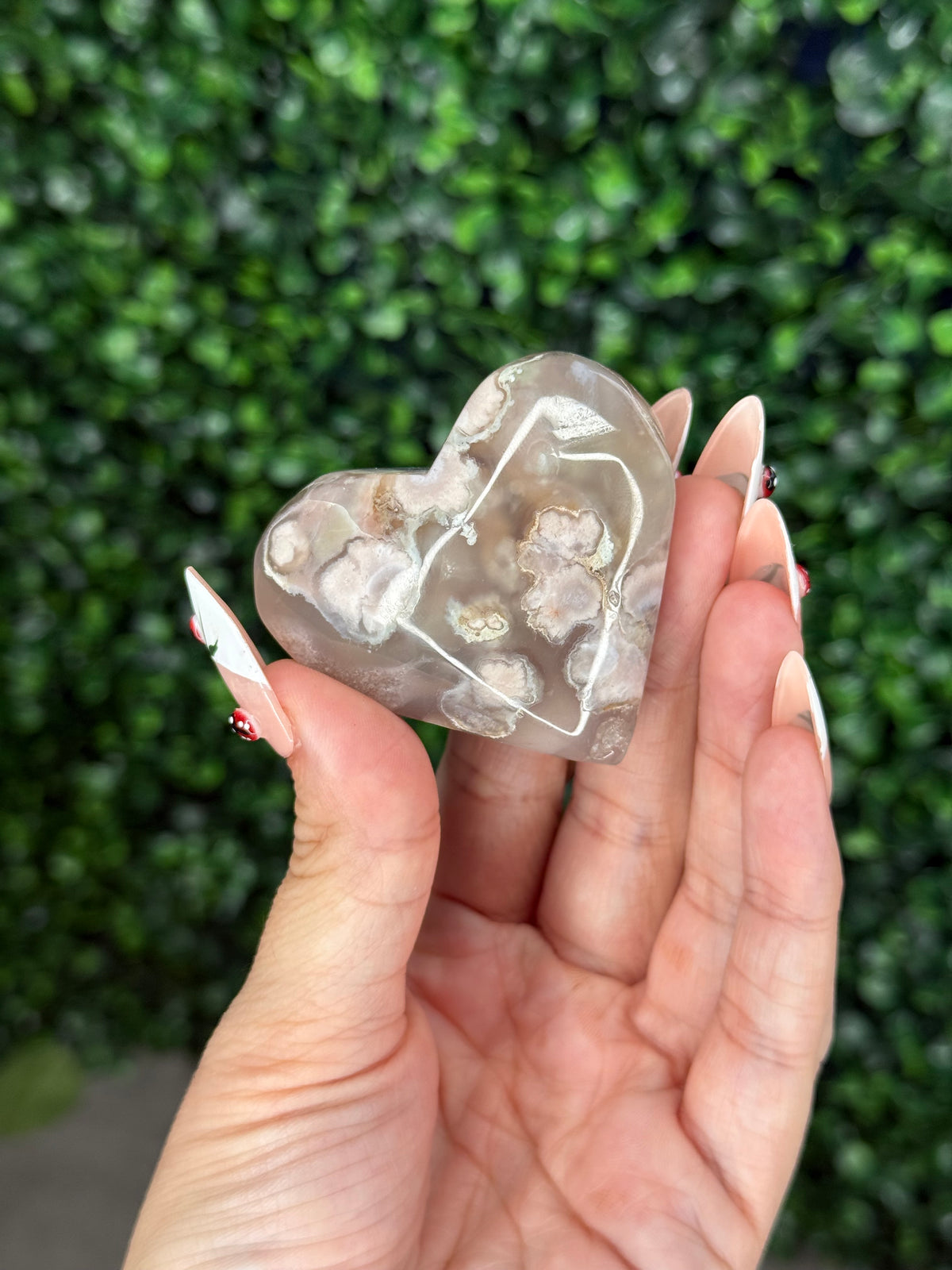 Flower Agate Hearts Crystal Carvings