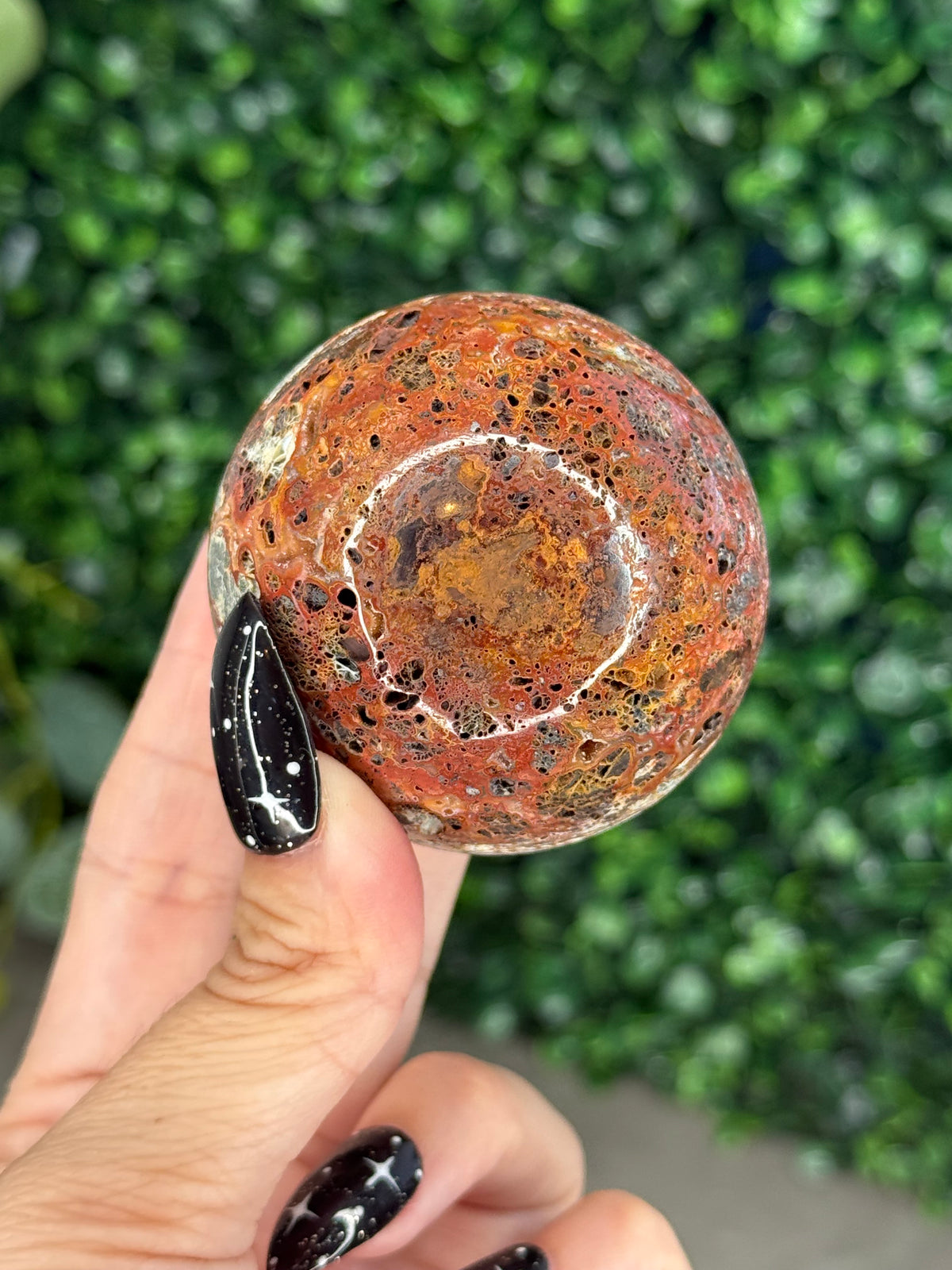 Red Marcasite Sphere Crystal carving O - Indonesia