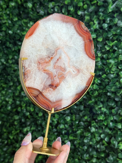 Large Polished Banded Agate Crystal Slab - Indonesia