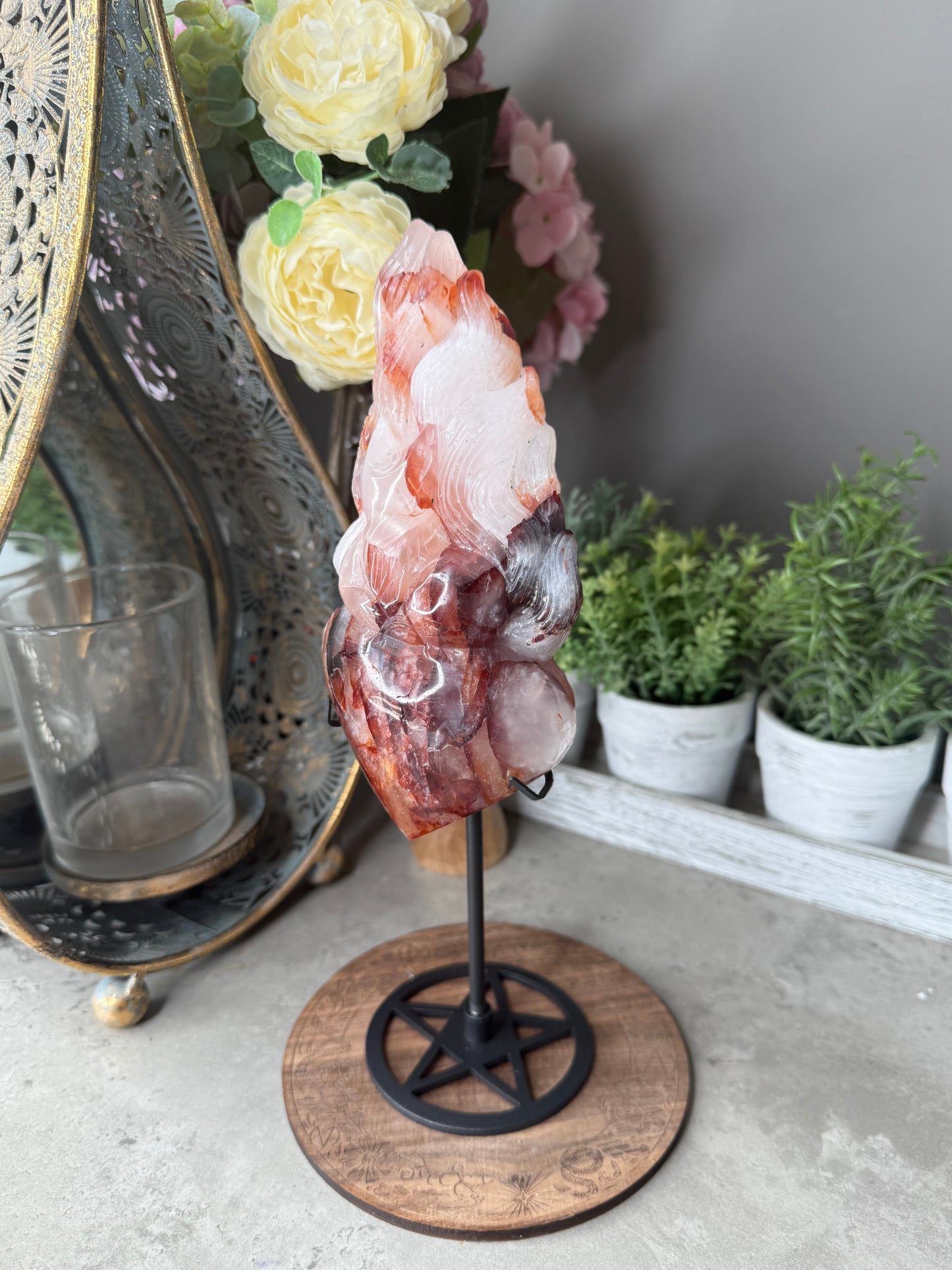 Fire Quartz Crystal Nine Tail Fox Statement Piece