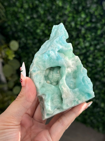 Half polish Blue Aragonite Freeform - X