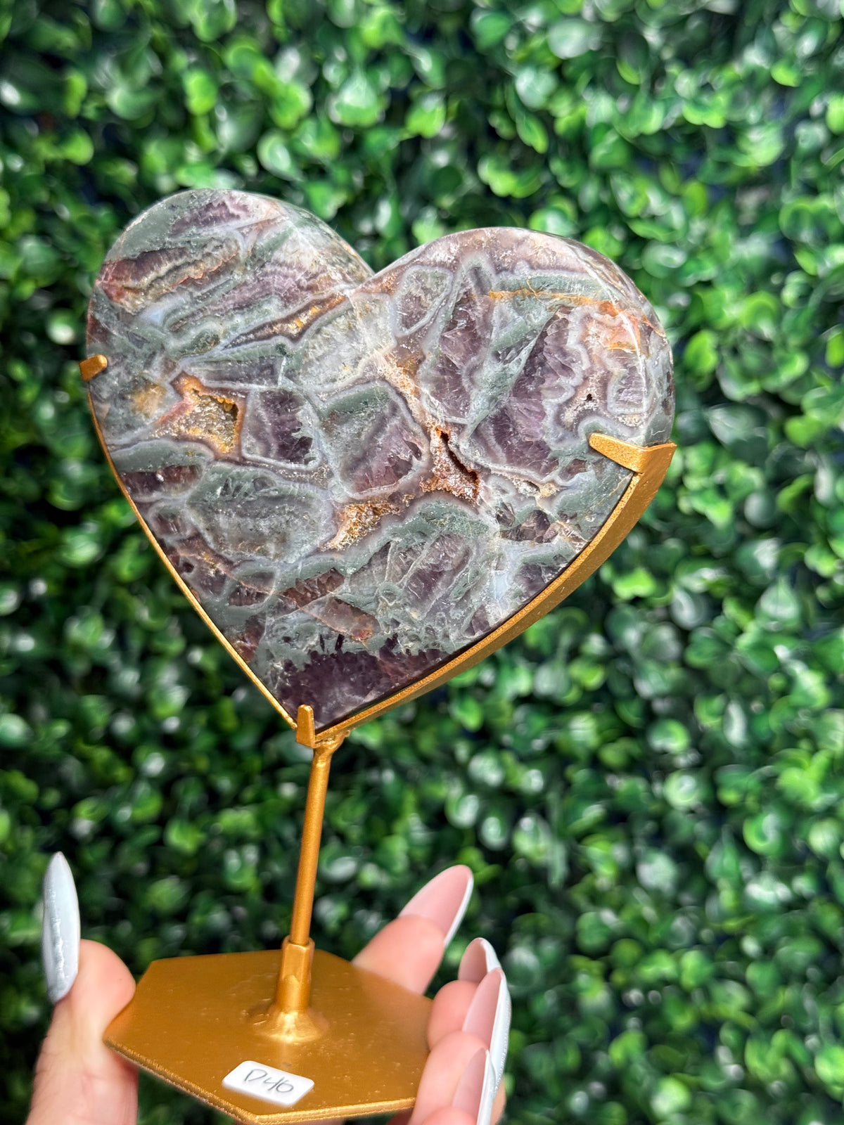 Multicoloured Amethyst Heart Crystal Carving - Indonesia - D