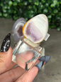 Pink and Purple Agate Egg Crystal Carvingd