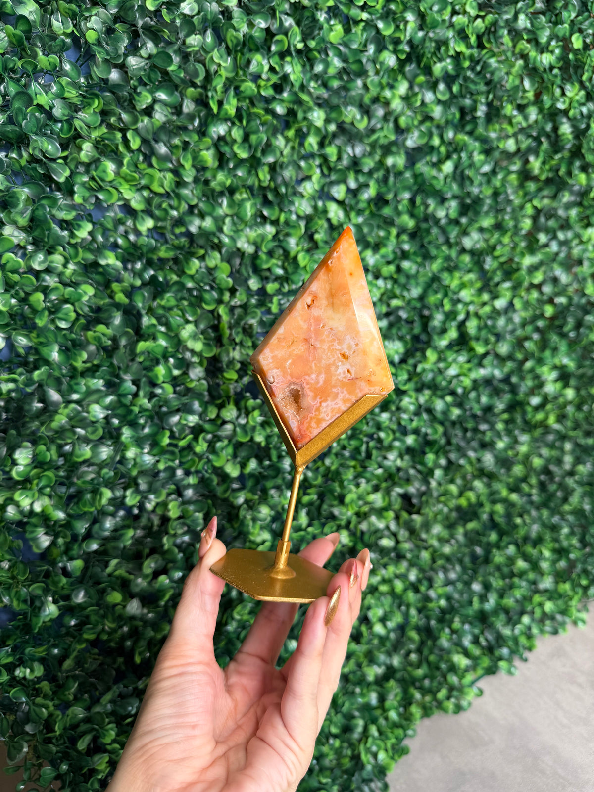 Colourful Carnelian Diamond Crystal Carving from Indonesia A