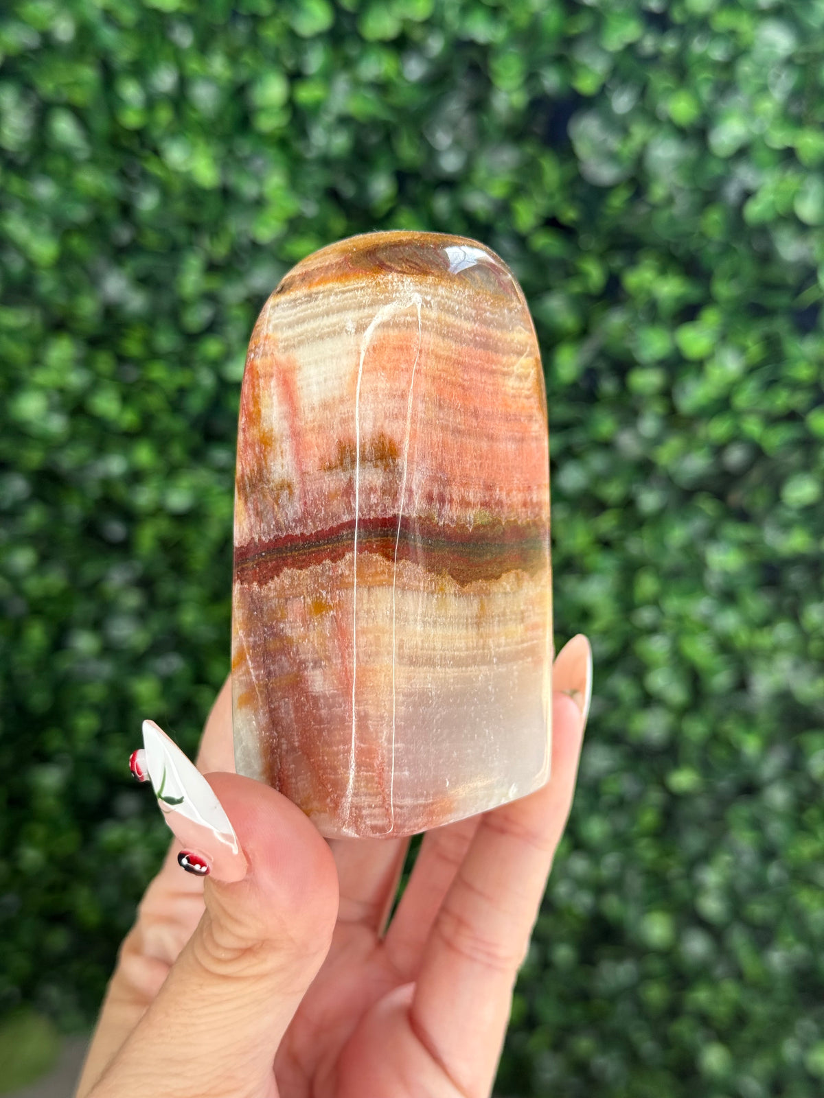 Peach Calcite Freeform Crystal Carving - Pakistan