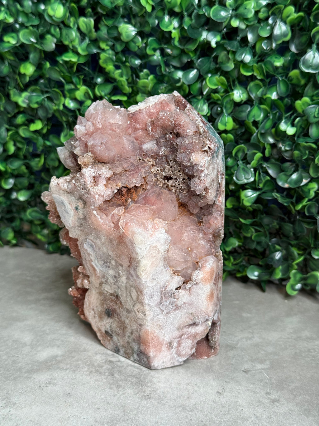 Pink Amethyst Druzy Half Polished Crystal Tower