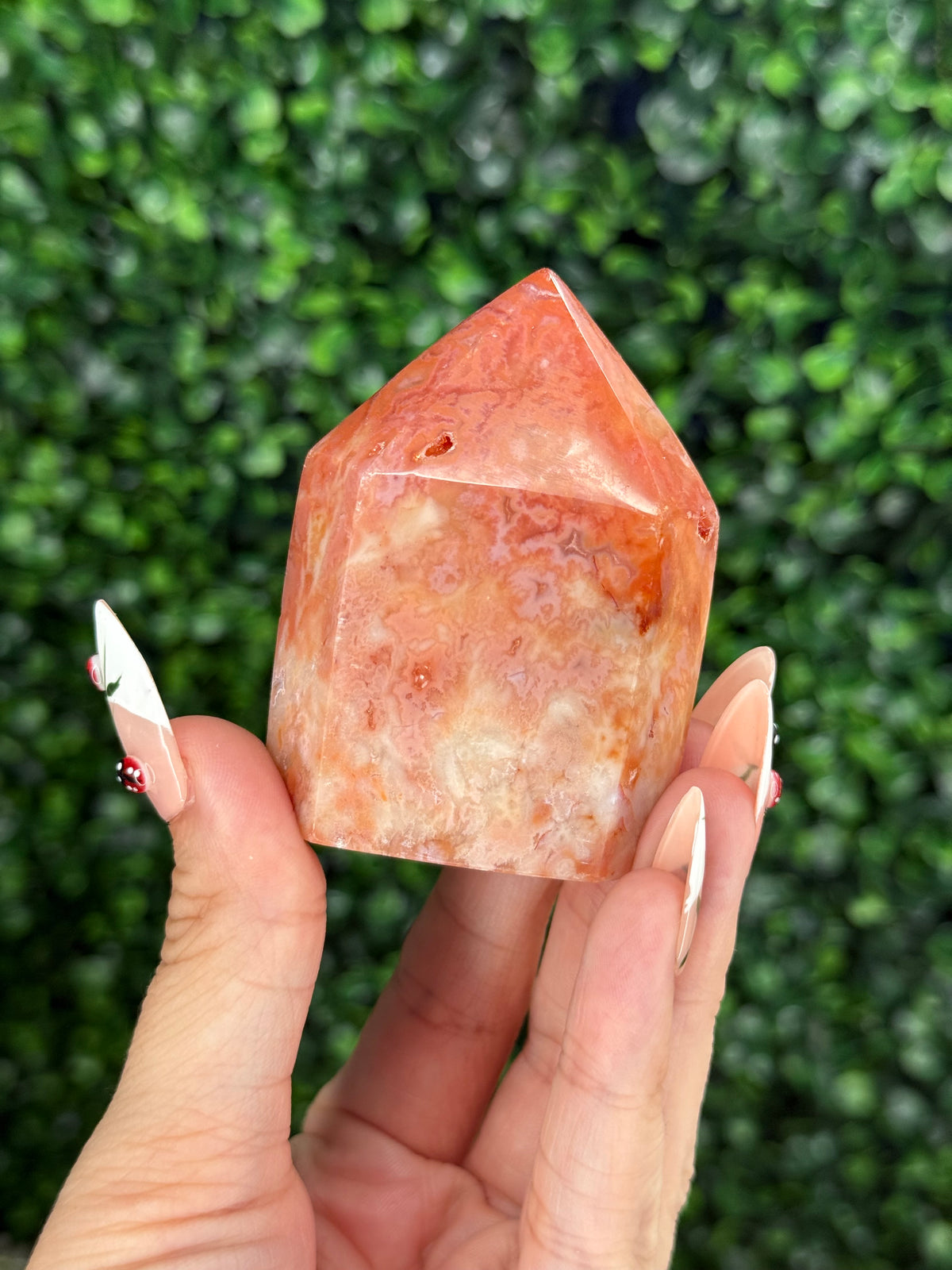 Pink Carnelian Domino Tower Crystal Carvings