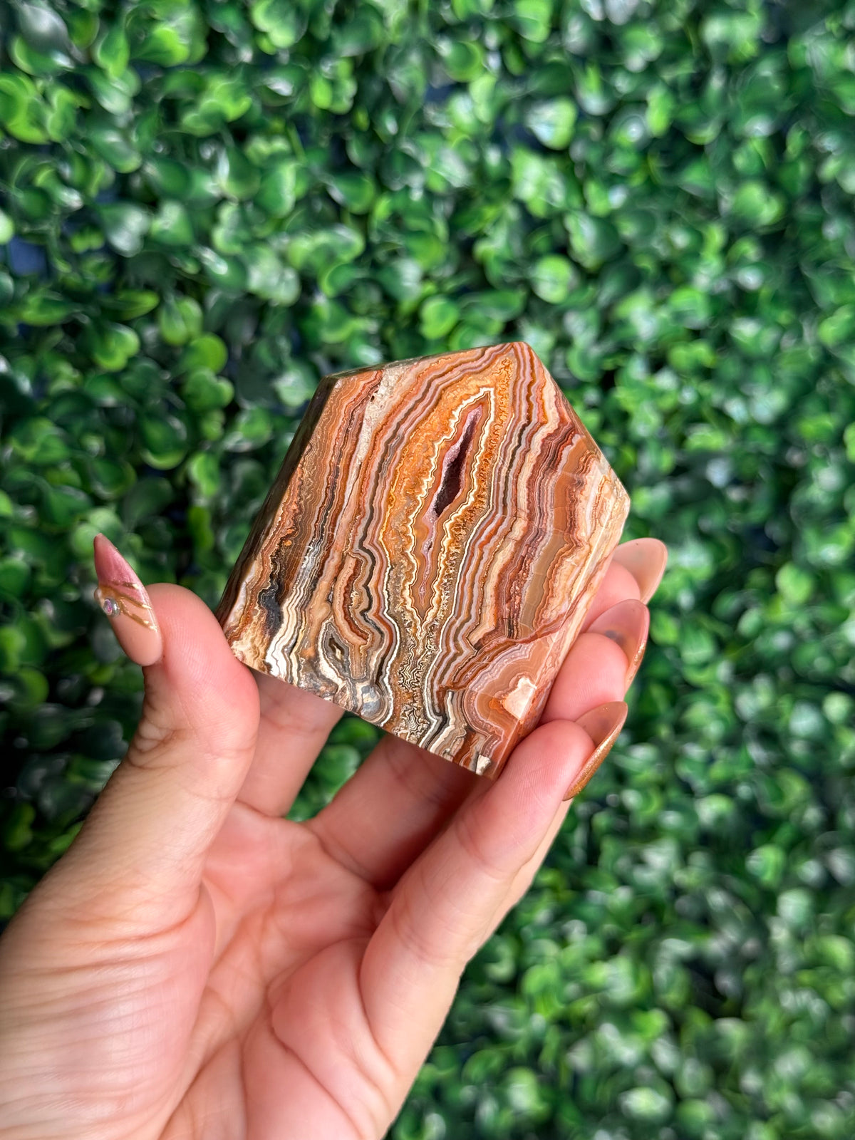 Pink Crazy Lace Agate Domino Tower from Indonesia B