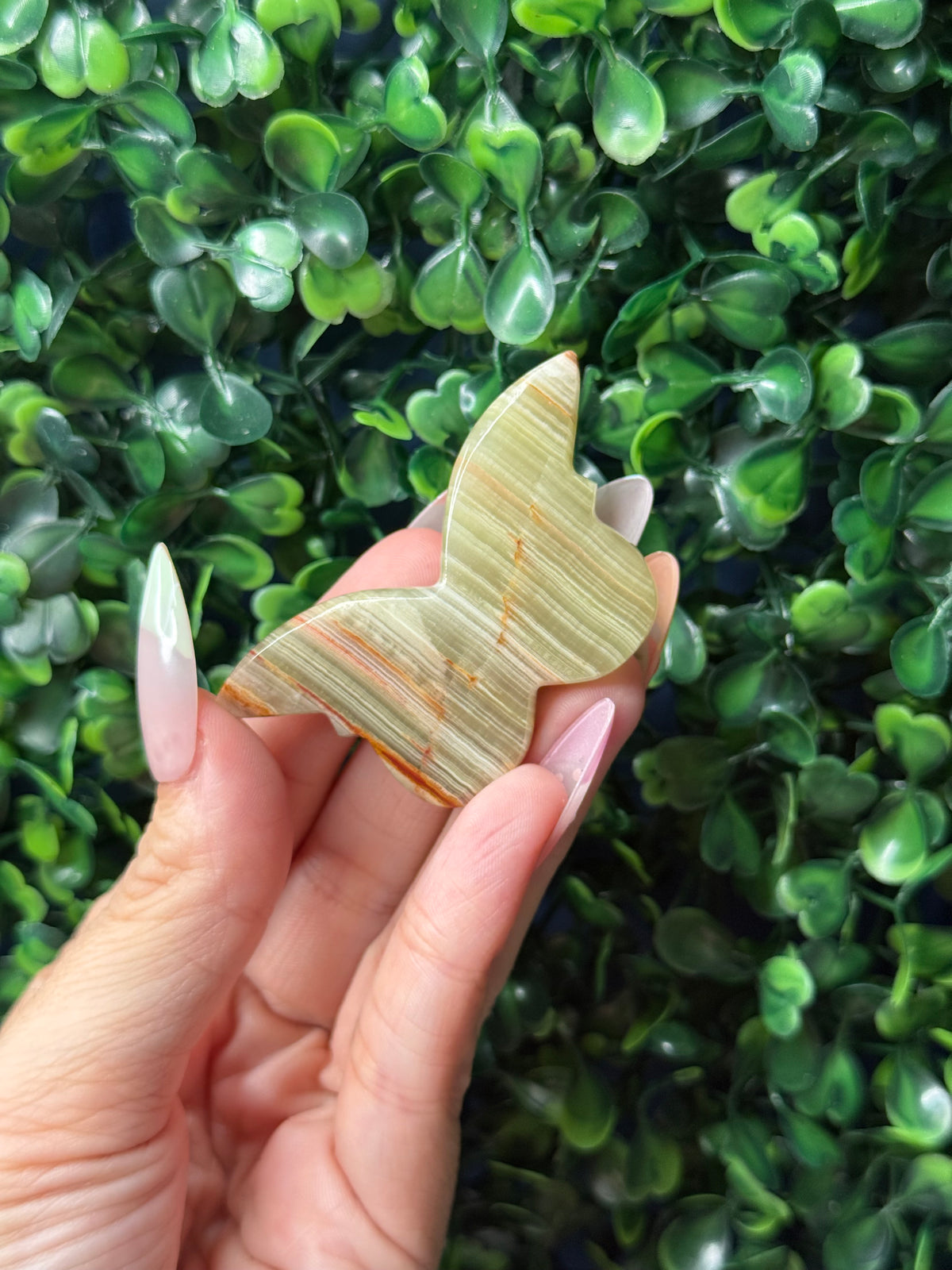 Green Banded Onyx Mini Butterfly Crystal Carvings - Pakistan