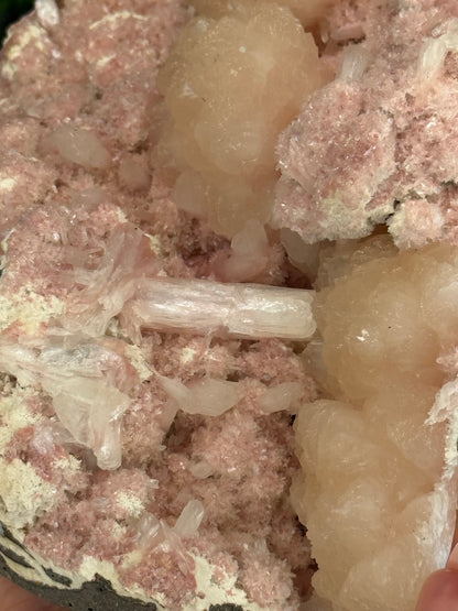 Pink Heulandite with Stilbite Crystal Geode - Maharashtra, India - 1.5kg
