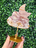 Pink Picture Jasper Cloud & Moon Crystal Carving - B