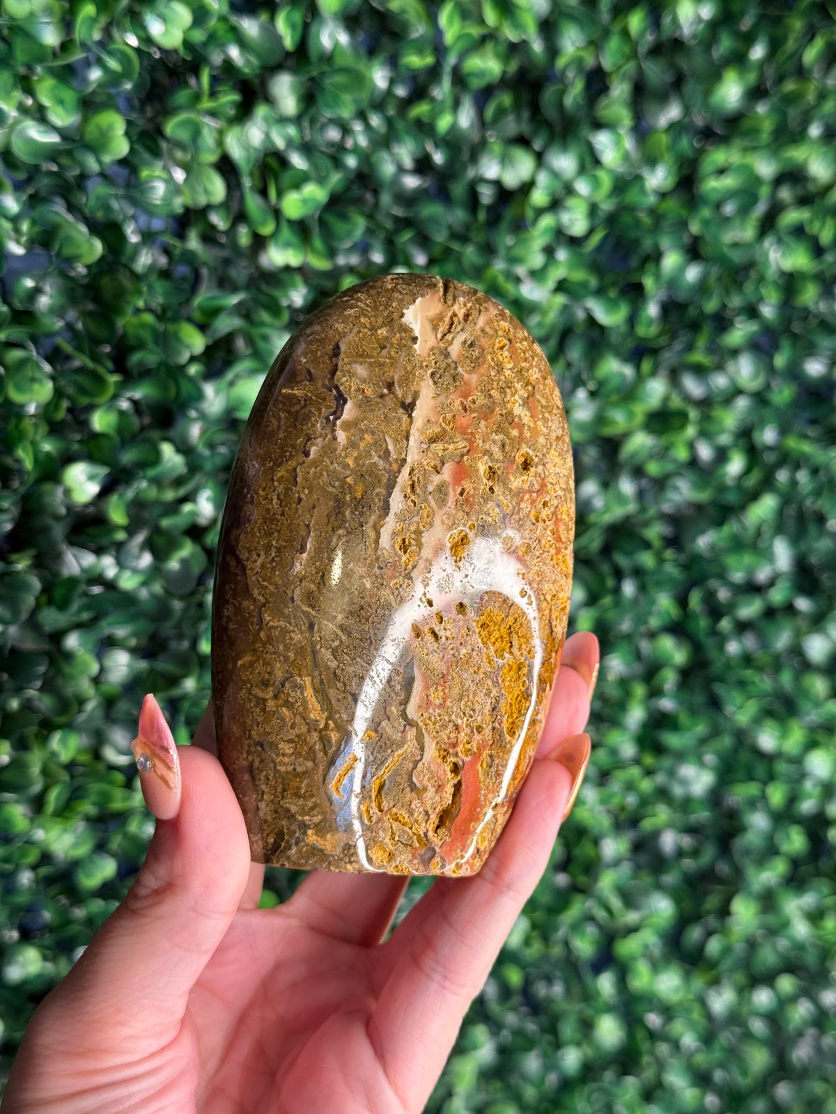 Colourful Moss Agate Freeform Crystal Carving from Indonesia - B