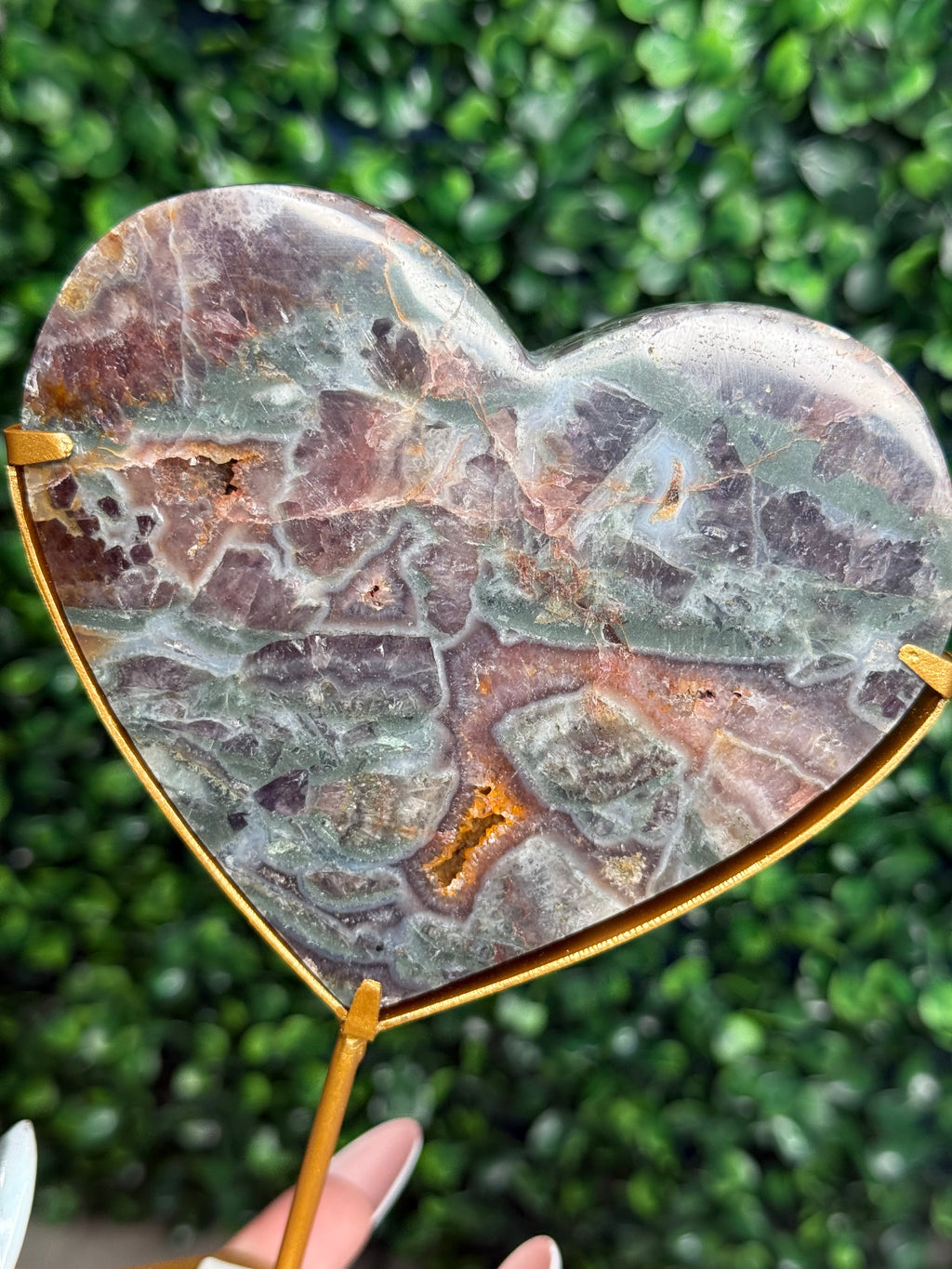 Multicoloured Amethyst Heart Crystal Carving - Indonesia - C