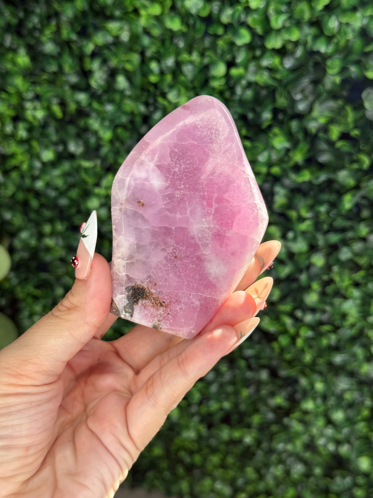 Pink Aragonite AAA with gold Stand from Afghanistan I