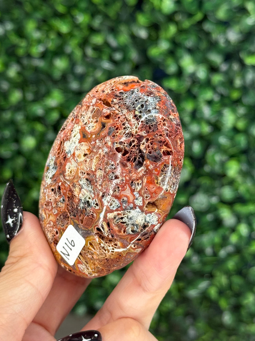 Red Marcasite palmstone Crystal carving N - Indonesia
