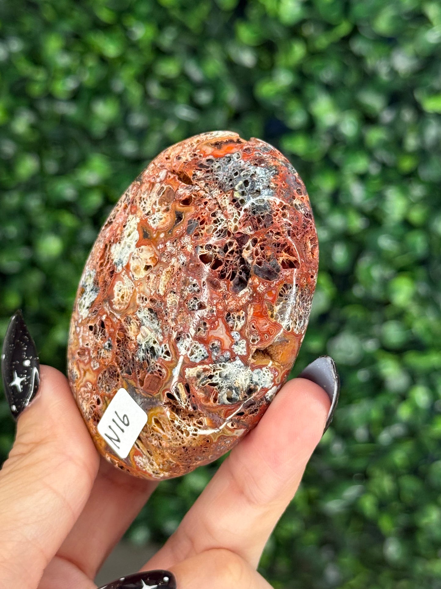 Red Marcasite palmstone Crystal carving N - Indonesia