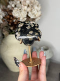 Snowflake Obsidian Flower with Gold Stand