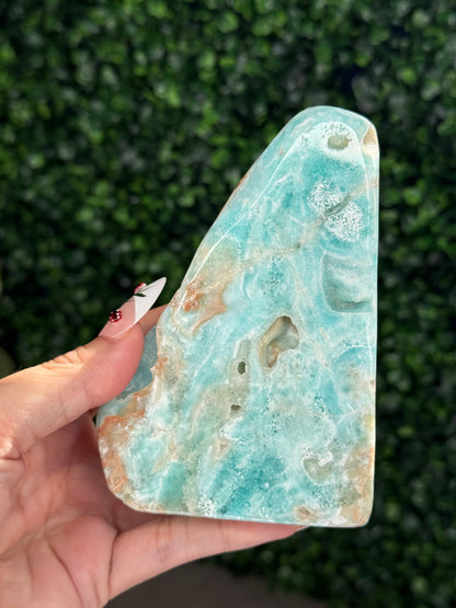 Half polish Blue Aragonite Freeform - B