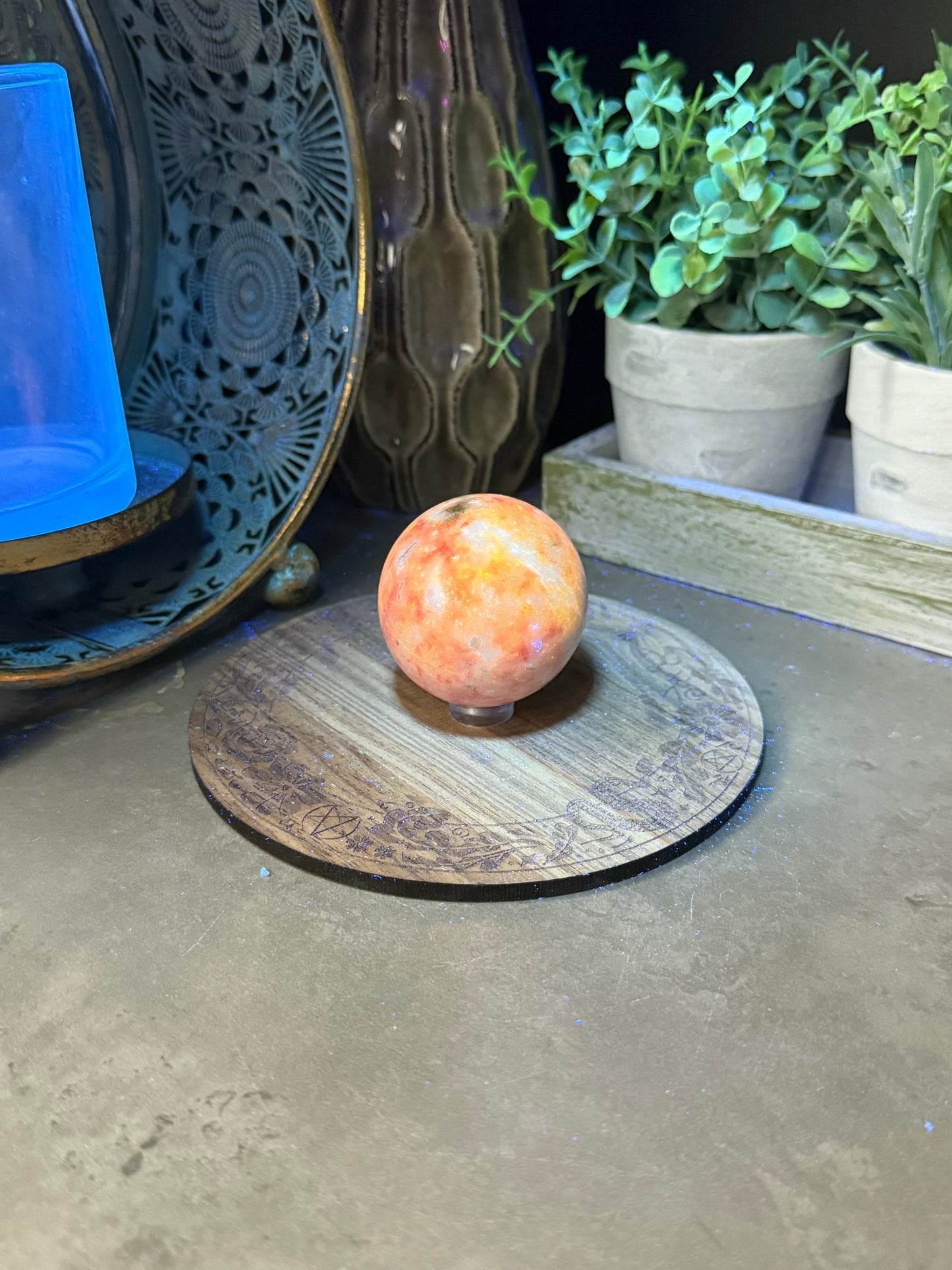 Pink Zoisite Crystal Sphere uv reactive