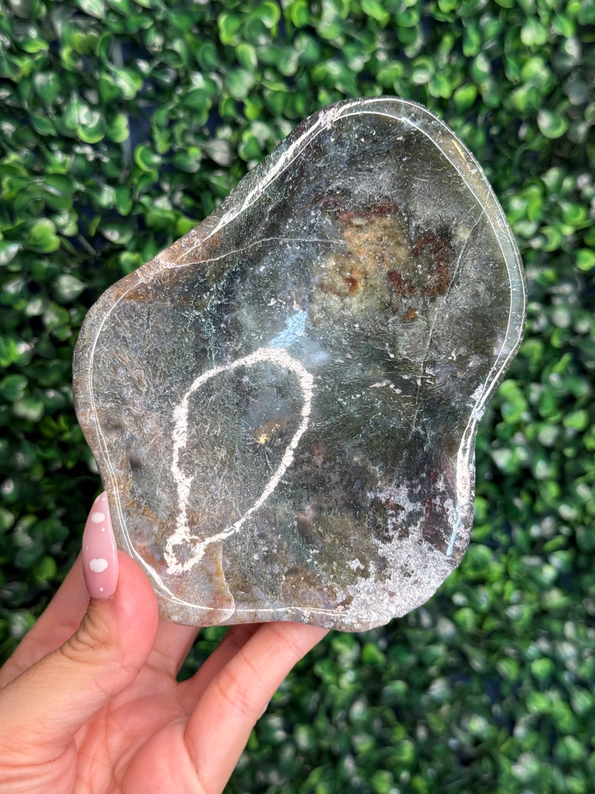 Moss agate & Ocean Jasper Bowl 369g Madagascar - Imperfect