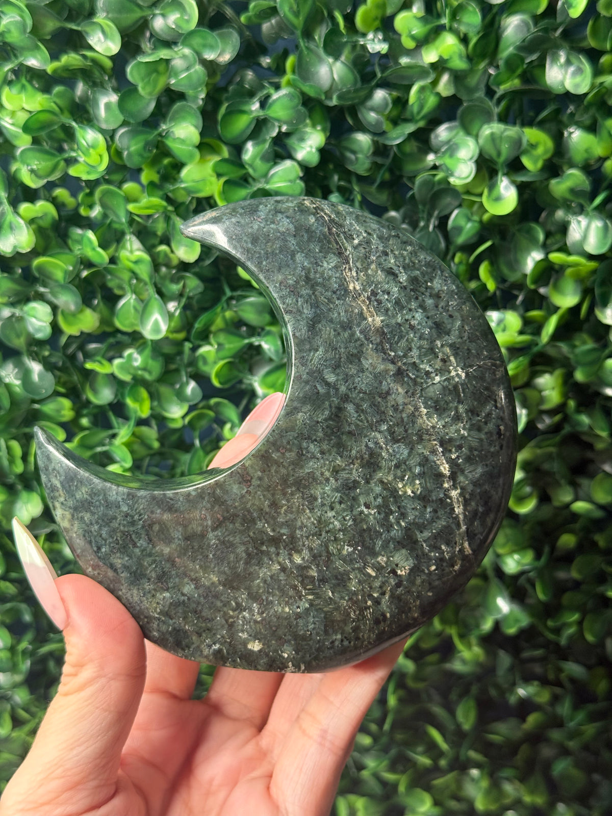 Nephrite Standing Moon Crystal Carving - Pakistan - A