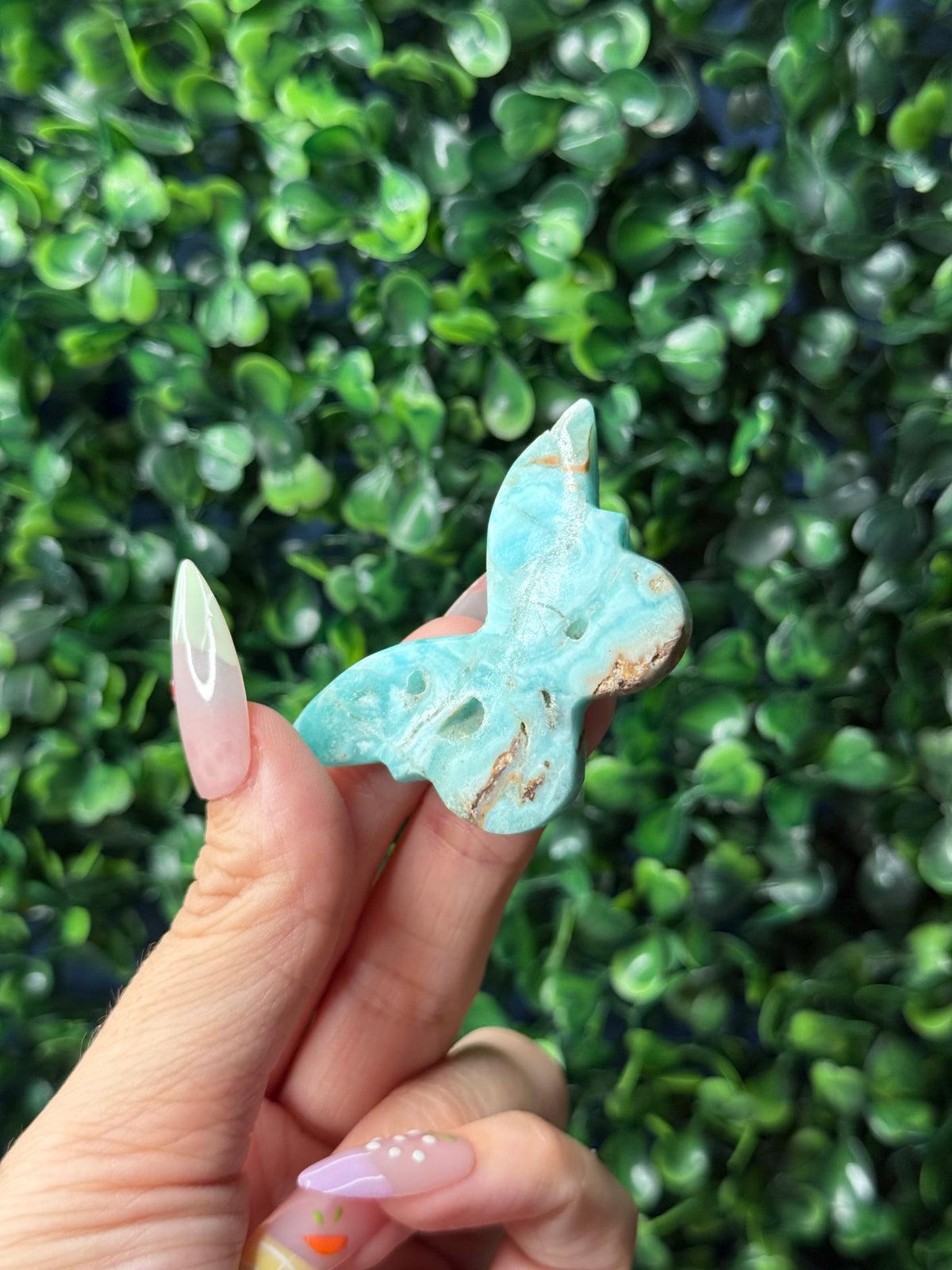 Blue Aragonite Mini Butterfly Crystal Carvings - Pakistan