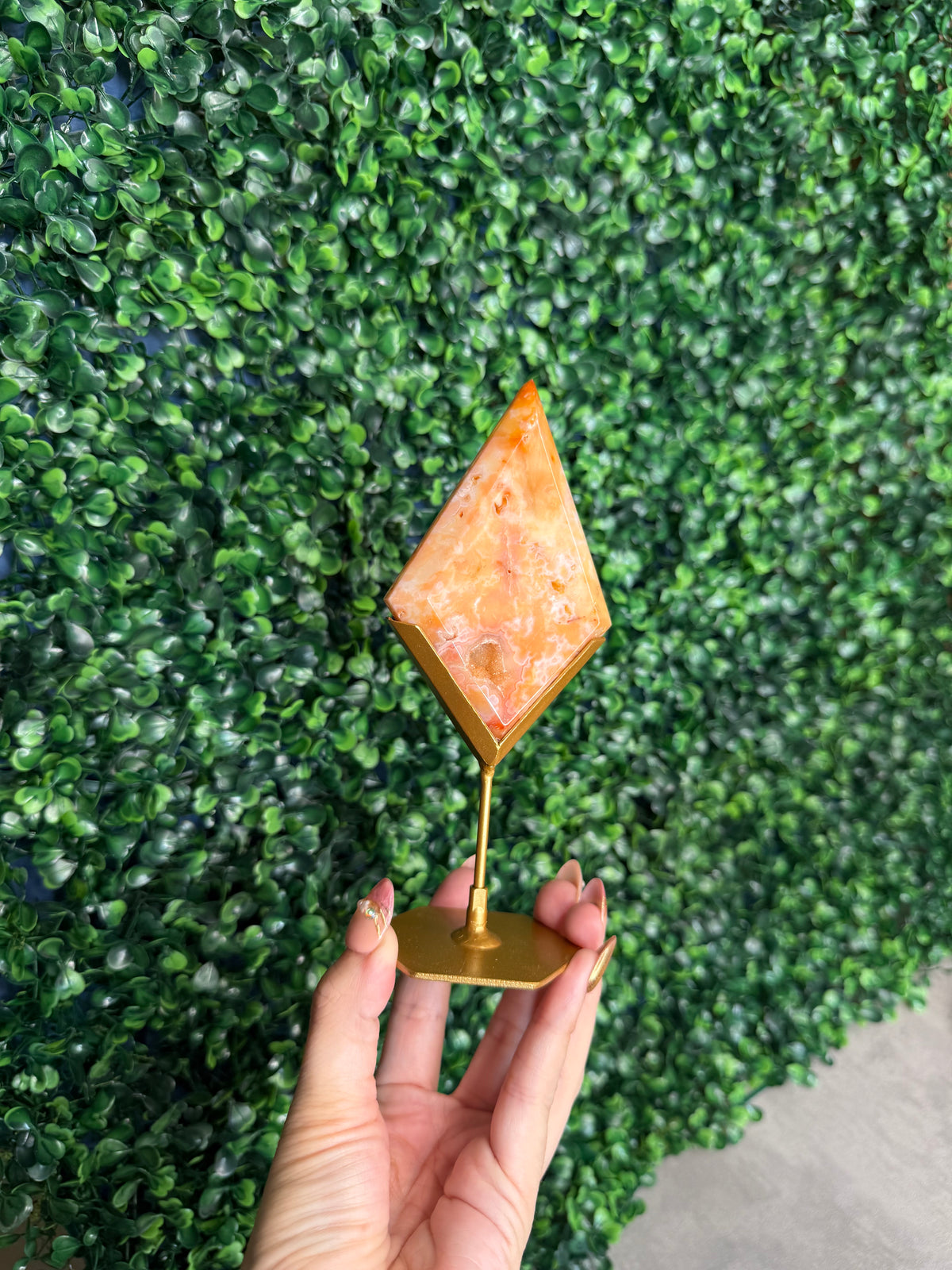 Colourful Carnelian Diamond Crystal Carving from Indonesia A