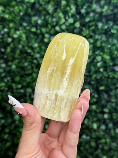 Lemon Calcite Natural Freeform Crystal Carvings from Pakistan