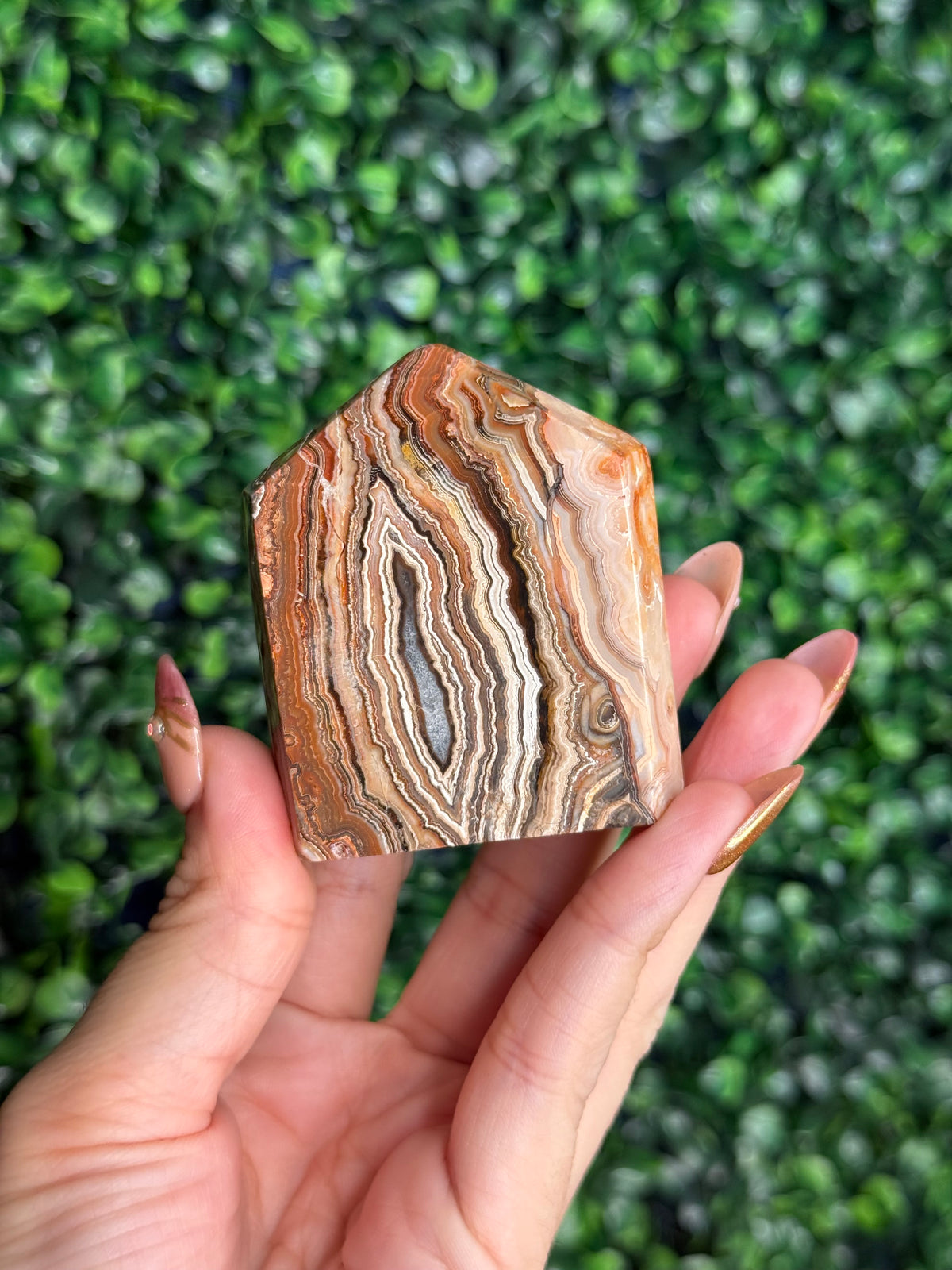Pink Crazy Lace Agate Domino Tower from Indonesia C