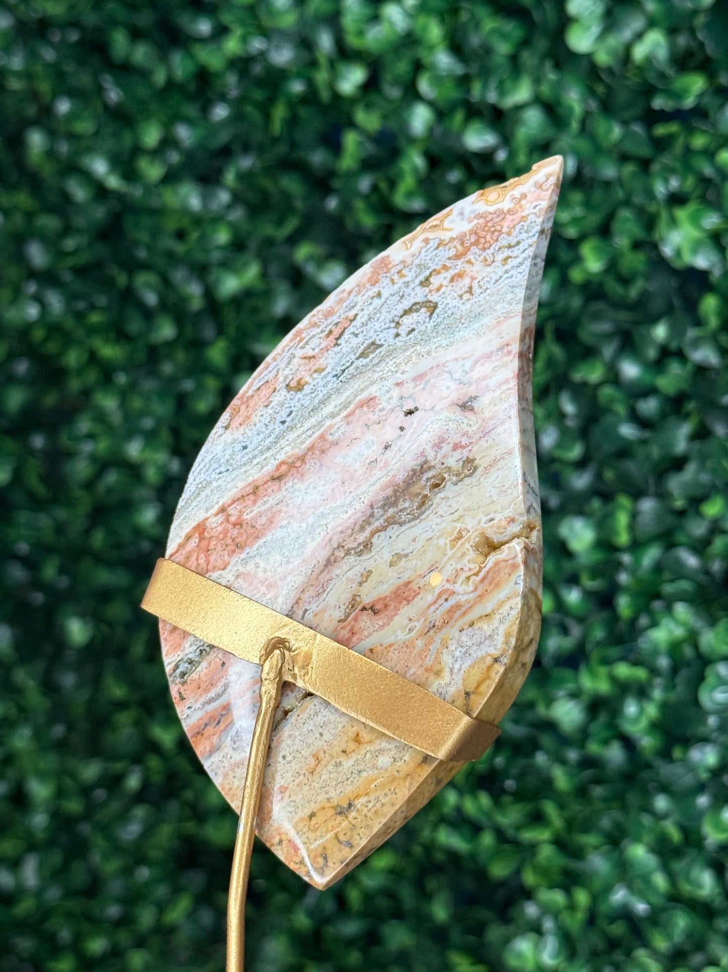 Pink Ocean Jasper teardrop Crystal carving from Indonesia B