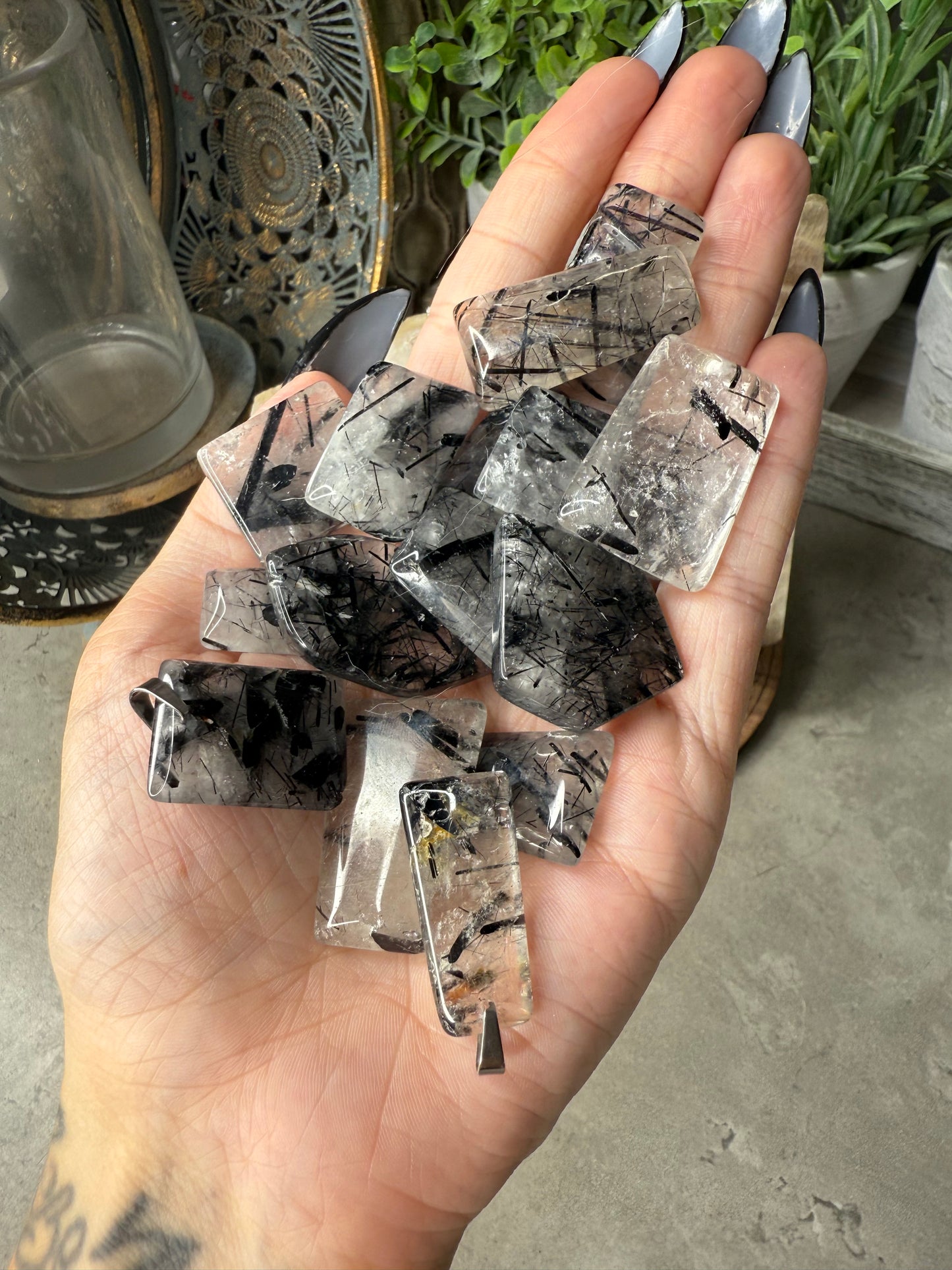 Tourmaline In Quartz Crystal Pendants