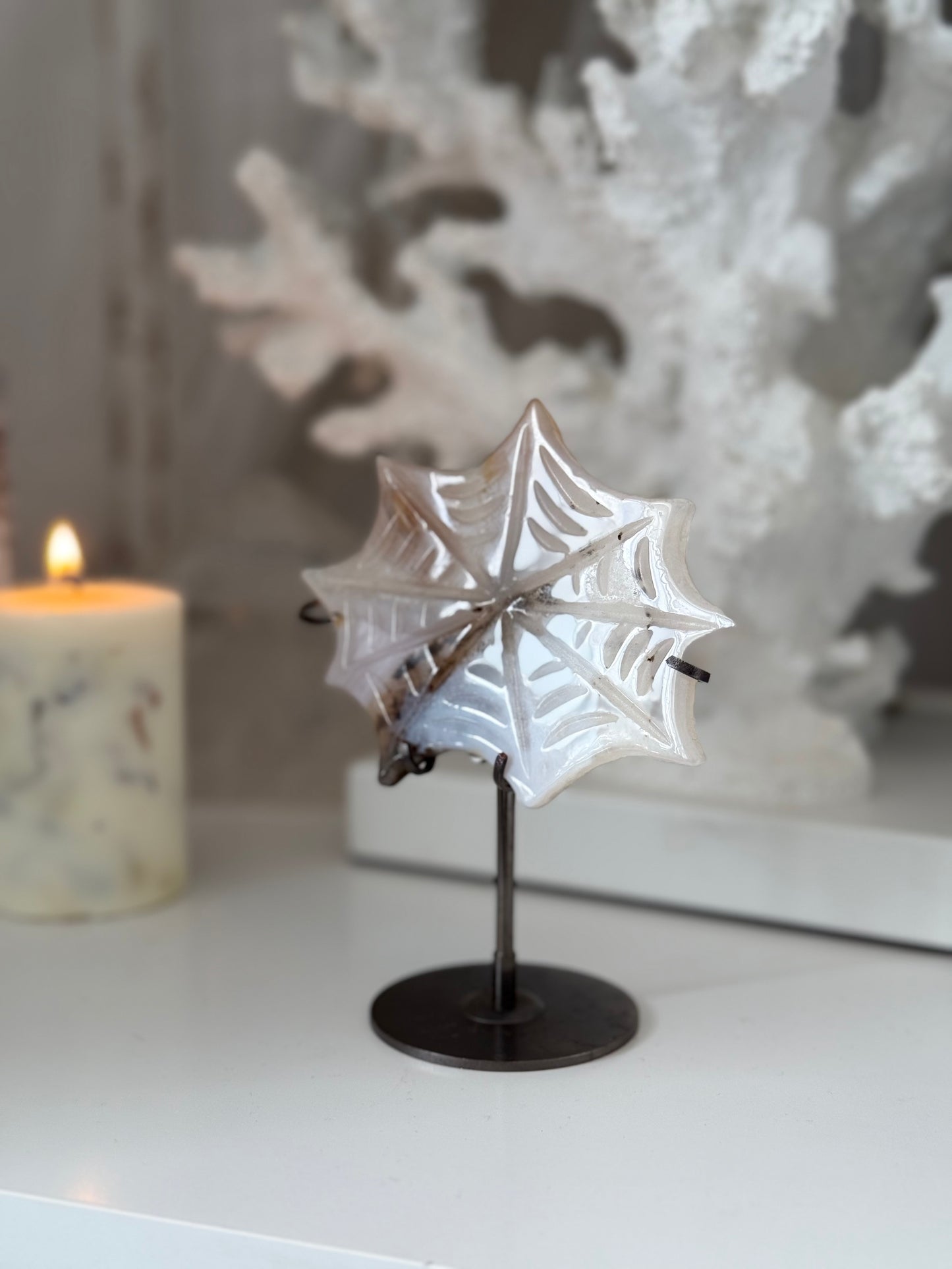 Agate Spiderweb on a stand