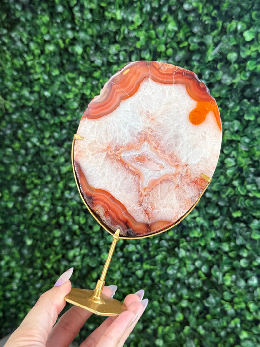 Large Polished Banded Agate Crystal Slab - Indonesia