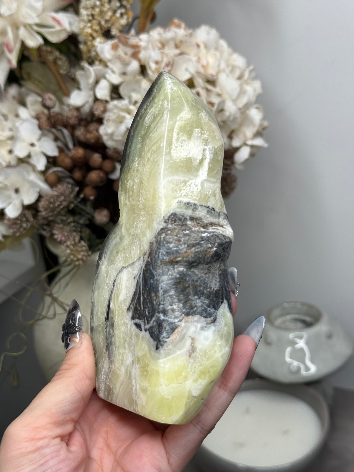 Yellow Aragonite Freeform Crystal Carvings P - Pakistan - Imperfect